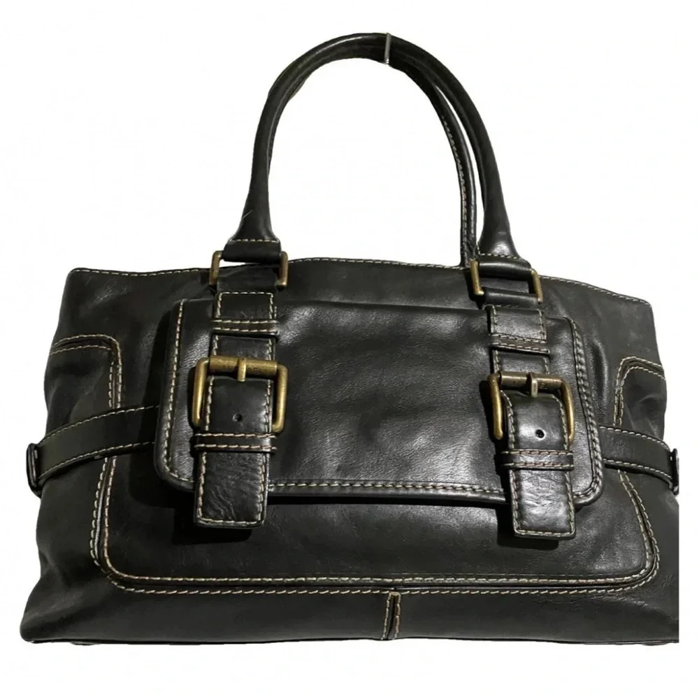 Michael Kors black leather satchel handbag
